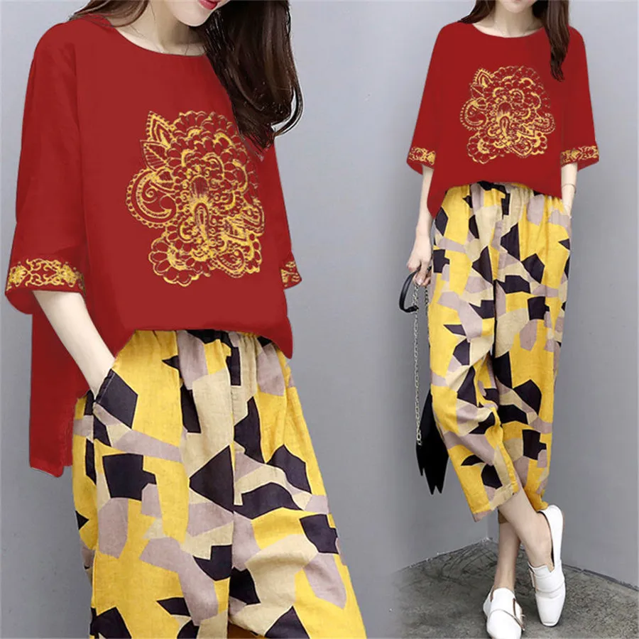 

Plus Size 4xl Two Piece Set Top And Pants Womens Clothing 2020 New Fashion Tracksuit Summer Ladies Casual Suit Set