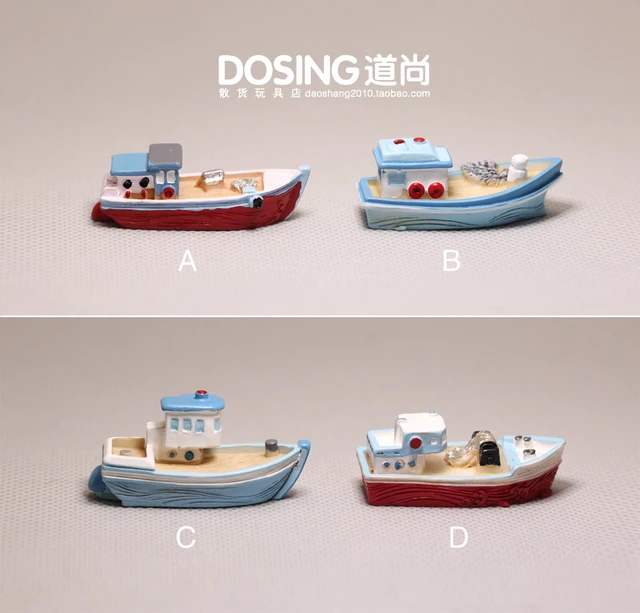 Miniature Fishing Boat Model Ornaments Sea World Mini Ship Ocean Small  Sailboat Aquarium Decoration Sailing Speedboat