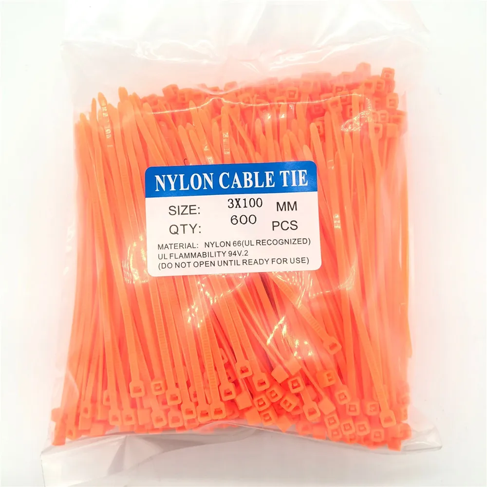 600Pcs Zip Ties 3x100mm Nylon Self-Locking Cable Ties Color Plastic Zip Ties Velcro Cable Ties  Cable Organizer Wire Strap