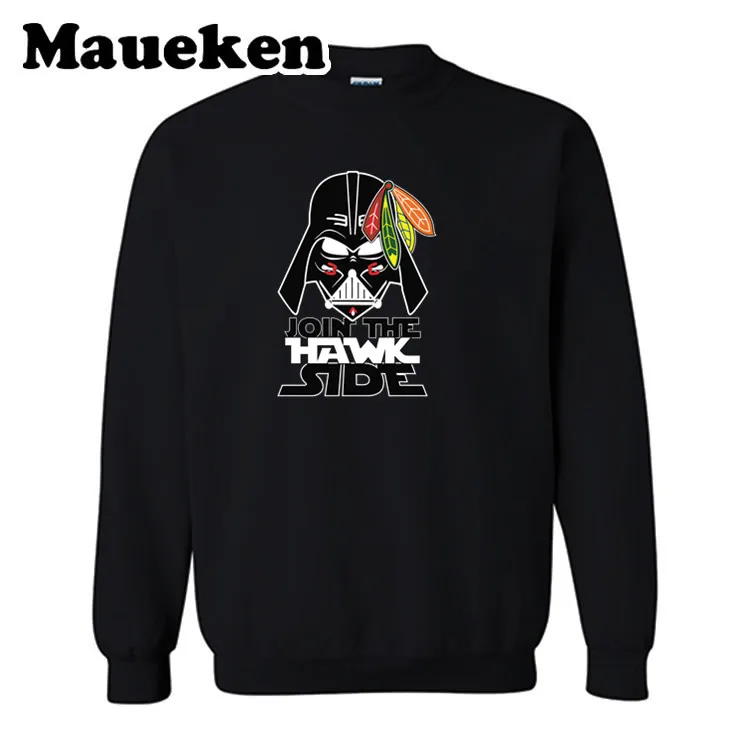 Мужские толстовки Blackhawks Star Wars Join The Hawk Side Дарт Вейдер Чикаго Толстый круглый