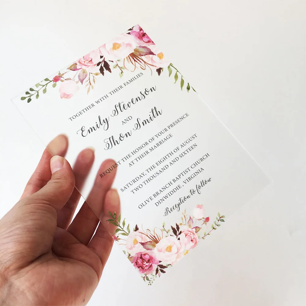  Customized Sample Set Rustic Water Color Style 5x7inch Frosted Acrylic Wedding Invitation Cards SHI - 32855012891