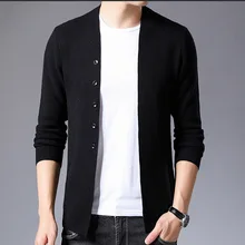 Тонкий кардиган весна осень Новое поступление корейский тренд твердый тонкий свитер для тела верхняя одежда модные мужские свитера мужские пальто