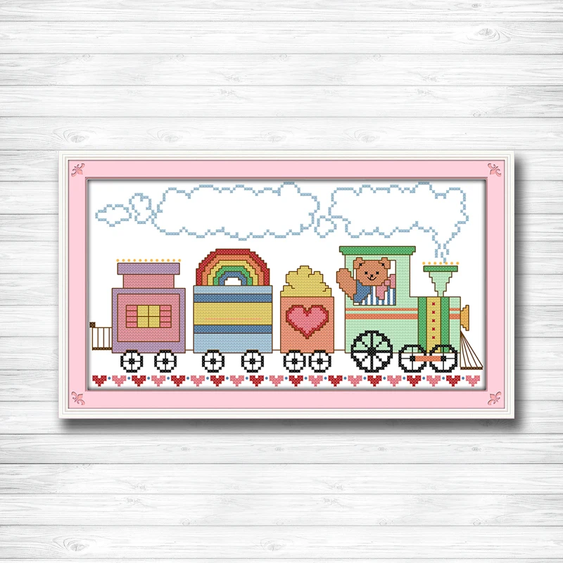 

The little train and bears painting 14CT11CT counted cross stitch Needlework Set Embroidery kits chinese cross stitch Home decor