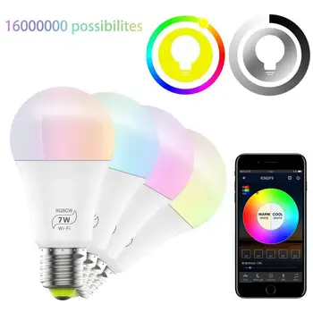 

WiFi Smart Bulb APP Voice Control Wake-up Light Multicolor Dimmable No Hub Required Night Light Compatible With Alexa & Google