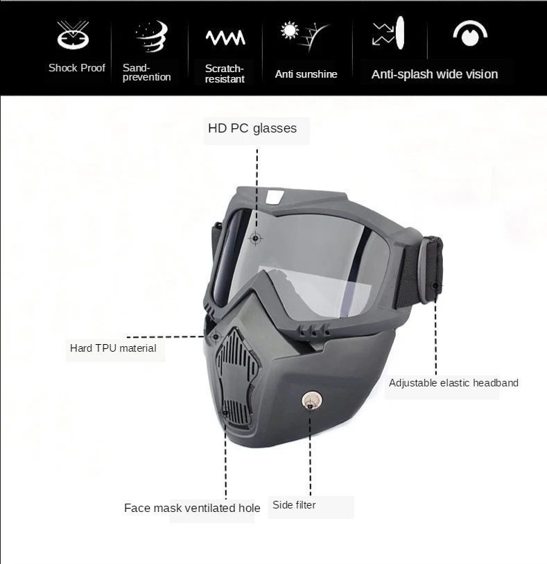Tactical Full Face Goggles Mask