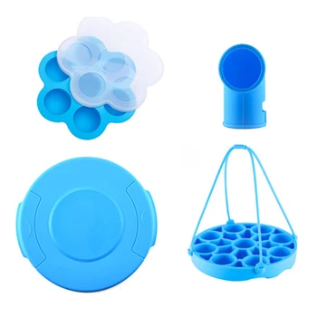 

4pcs/set Steamed Eggs Rack Silicone Assist Food Box Pressure Cooker Accessory Home With Lid Kitchen Safe Vent Sealing