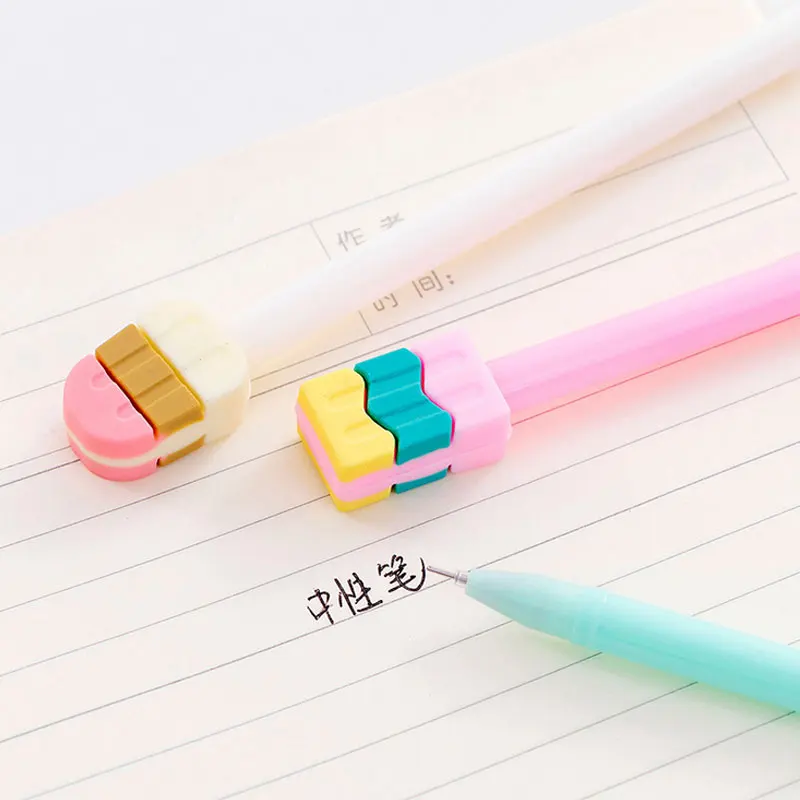 10 pcs/Pack Cute Ice cream Cartoon gel pen plastic material escolar kawaii stationery school office supplies for children gift