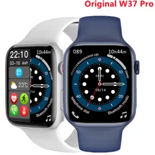 Original iwo w37 pro relógio inteligente dois botão 44mm série 7 carregador sem fio bluetooth chamada ip68 à prova dip68 água senha smartwatch