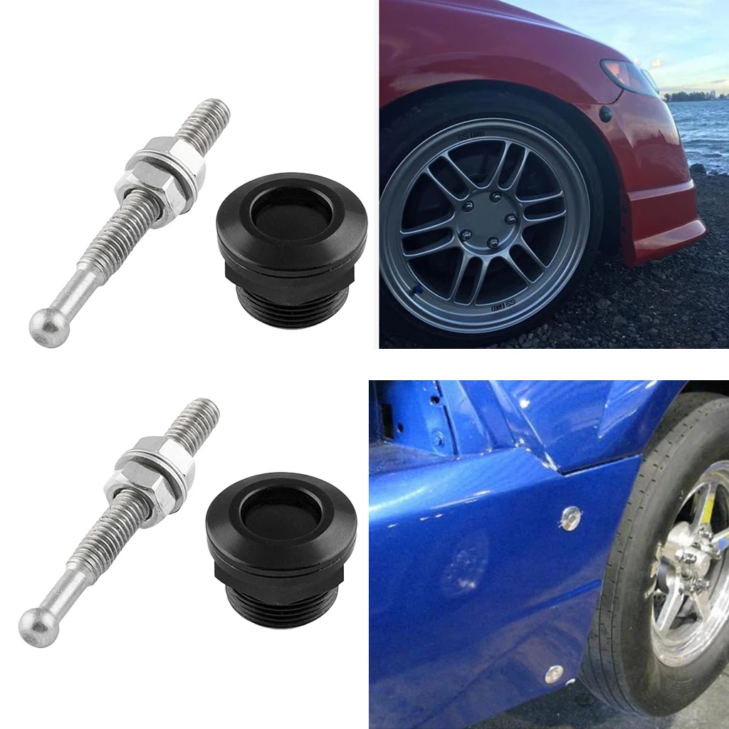 2x Universal  0.87''/ 22mm Diameter Quick Release Latch Push Button Hood Bonnet Pins Lock Clip Kit (2 Pack, Black)