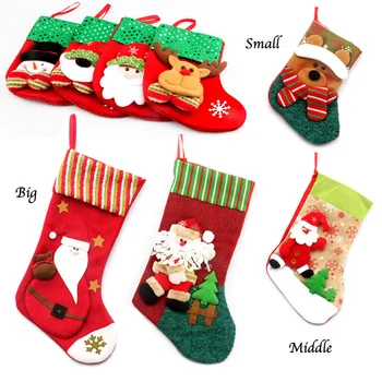 

Christmas Decorations Snowman/Bear Socks Christmas Tree/Elk Hanging Gifts Socks Christmas present bags For Home Party