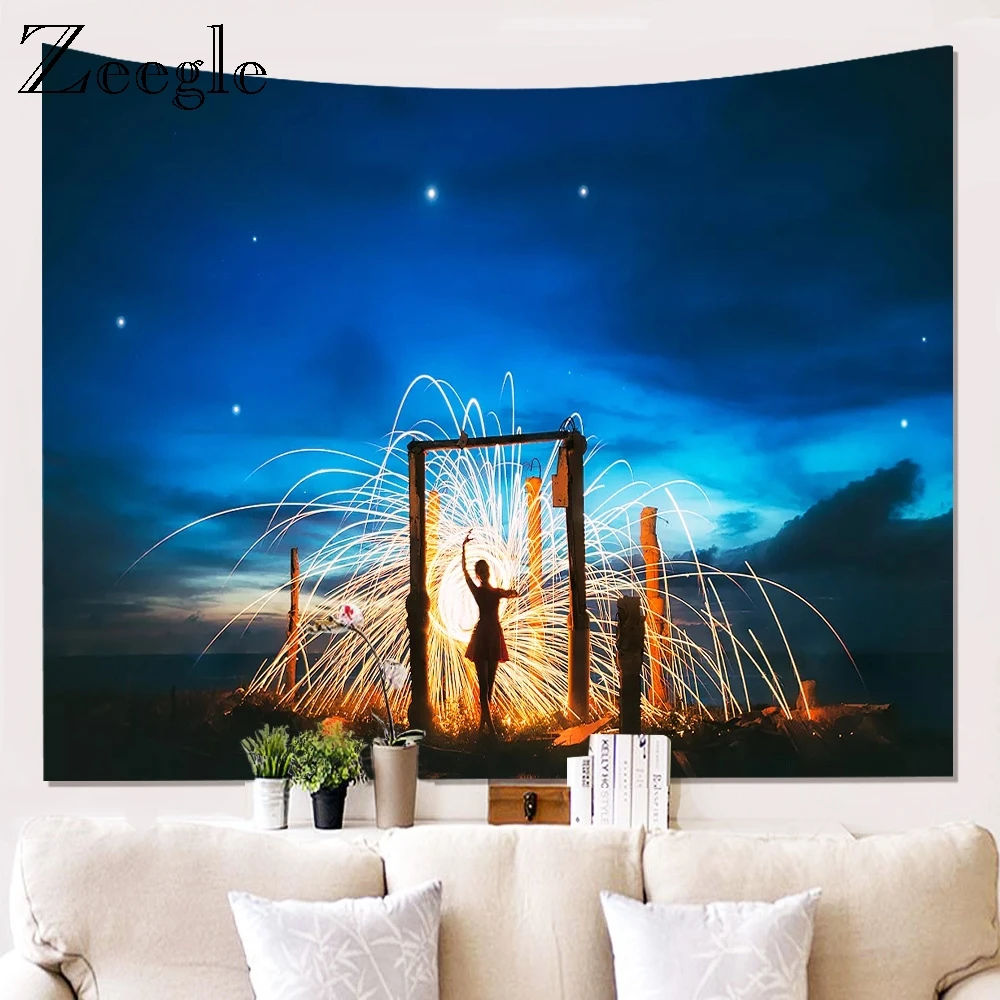 Zeegle 3D Pattern Wall Hanging Tapestry Beach Towel Picnic Mat Home Art Psychedelic Tapestries Decor  Creative Window Curtains