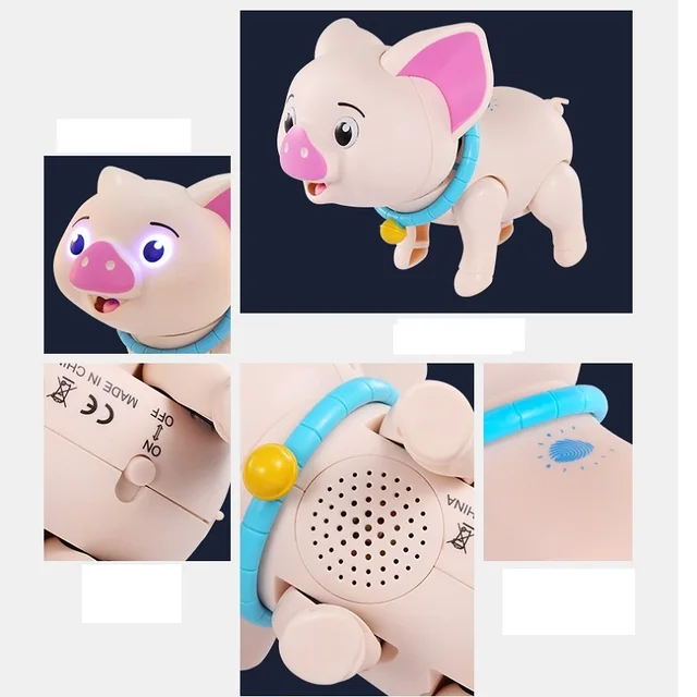 Interactive Toys Intelligent Dog Cat Pig Toys Cute Animals Robot LED Eyes Sound Smart Electronic Pet Toys For Children Kids 6