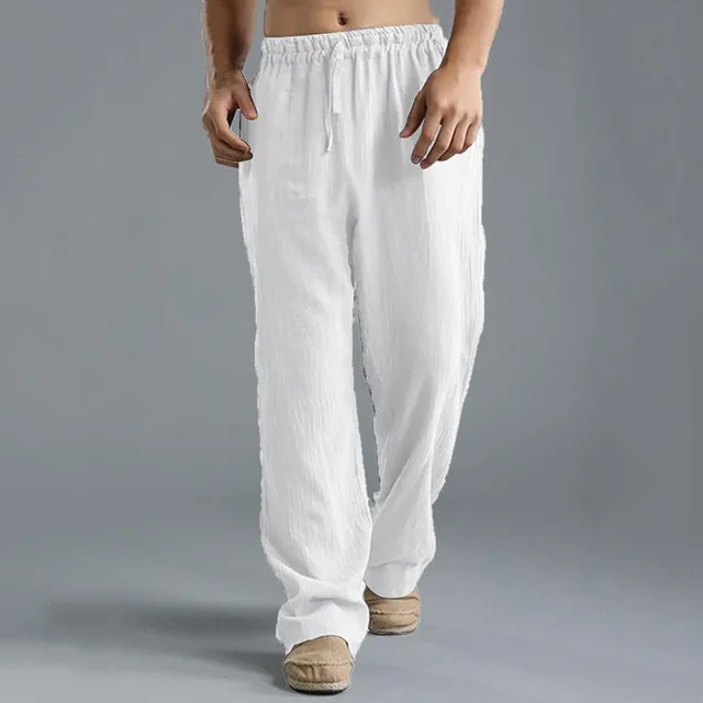 2021 New Men's Trousers Washed Pants Cotton Linen Loose Breathable Casual Pocket Sports Pants High Quality Simple Daily Pants 6