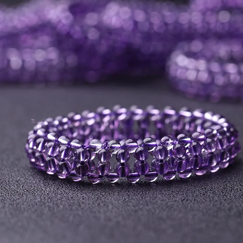 

Natural amethyst woven bracelet Hand DIY woven amethyst hand row women's style