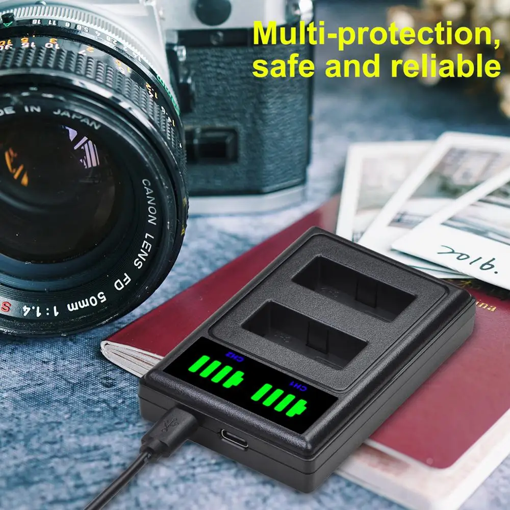 Batmax Rapid LP-E17 LCD Dual Ingebouwde USB Batterijlader voor Canon LP