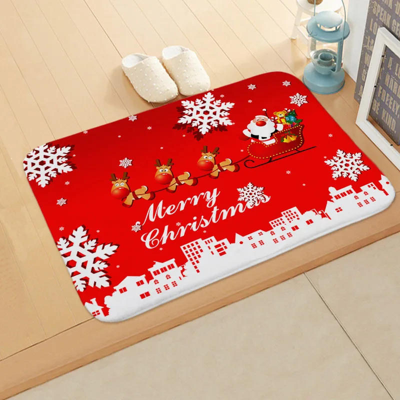 Рождественский коврик с Санта-Клаусом, фланелевый Рождественский декоративный коврик с печатью, коврик для ванной комнаты, нескользящий коврик, домашний декоративный Придверный коврик, коврик для пола - Цвет: 14
