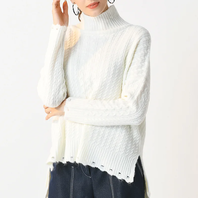 Pearl White Новинка, модный однотонный кашемировый свитер с высоким воротом, длинная приталенная рубашка, пуловер с высоким воротником, женский свитер - Цвет: Pearl White