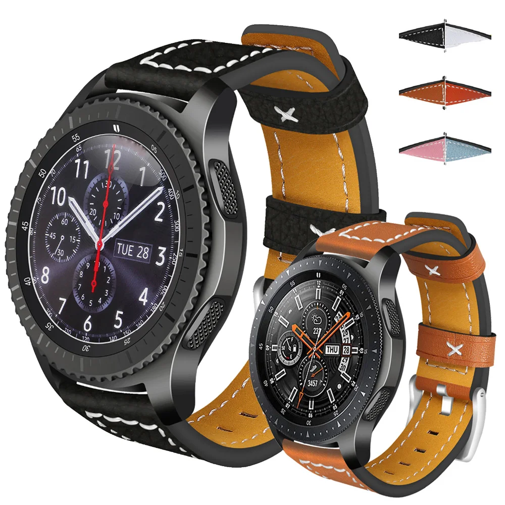 Ремешок 22 мм для Samsung Galaxy Watch 46 42 Gear S3 из натуральной кожи 20 ремешок часов galaxy Active 2 40