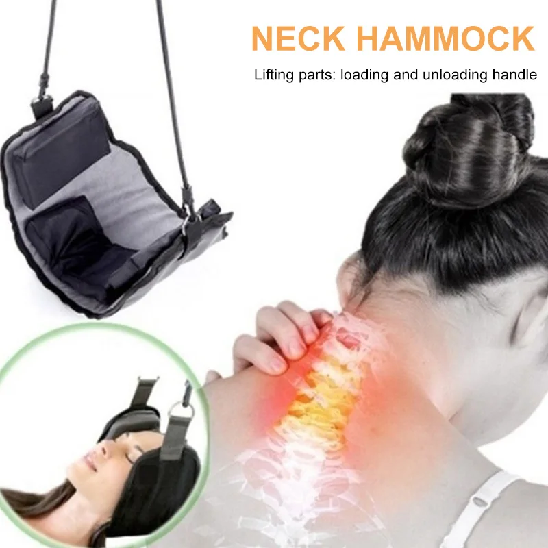 

Black Neck Pillow Comfortable Correct Posture Nap Stress Reliever Relief The Pain Neck Hammock for Outdoor Tourism Family for Soft Office portable sleeping