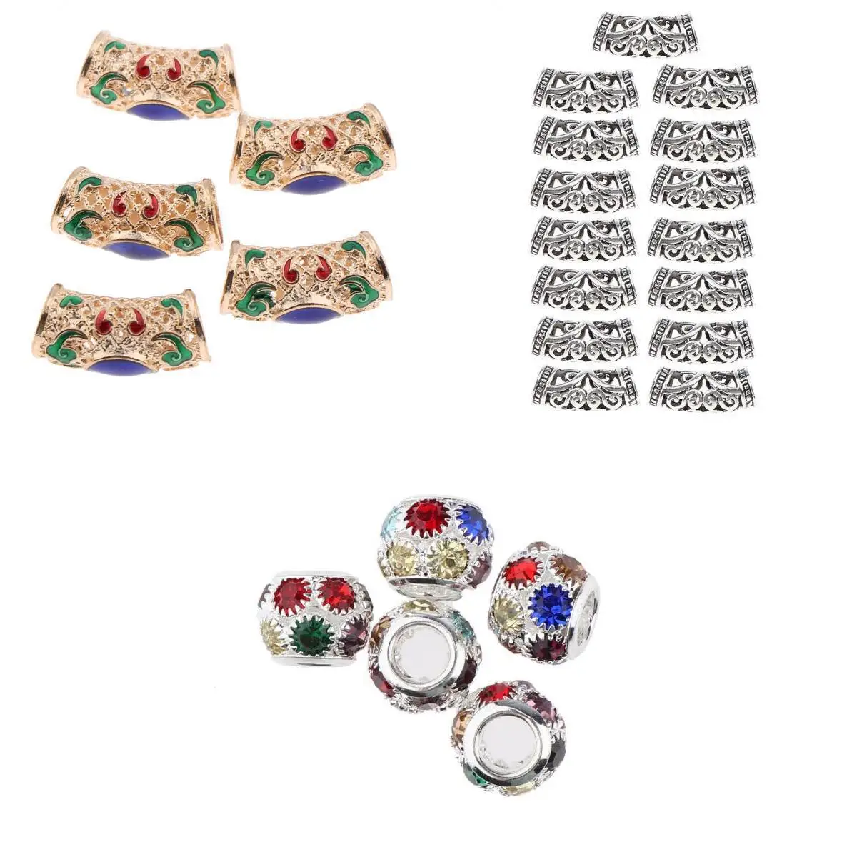 25pcs Hair Braid Rings Cuff Clips Tubes Jewelry Hair Decorations Dreadlocks Hair Beads Braiding Jewelry Beard Hair Decor