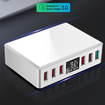 

LCD Digital Display 6 Port USB Charger Fast Quick Charge Smart Charging Station Adapter for Smart Phone Tablet PC