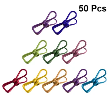

50pcs in 1 Set Stainless Steel Clip Strong Spring Solid Multi-Purpose Colorful Utility Steel Wire Clips Pegs Holders for Home Su