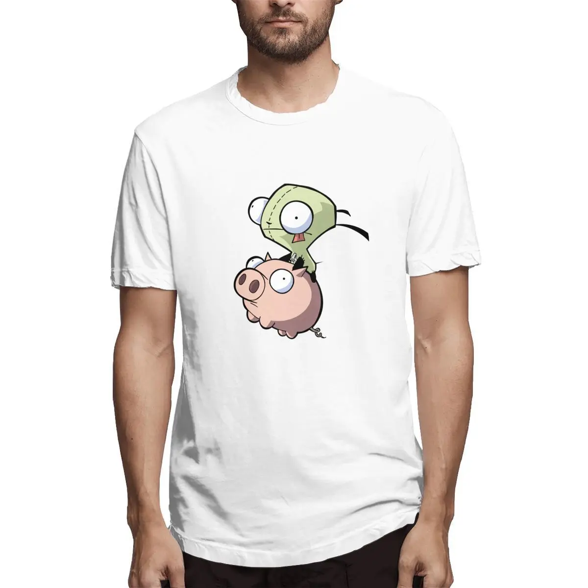 Повседневные мужские футболки Invader ZIM с фотопечатью и круглым вырезом в стиле