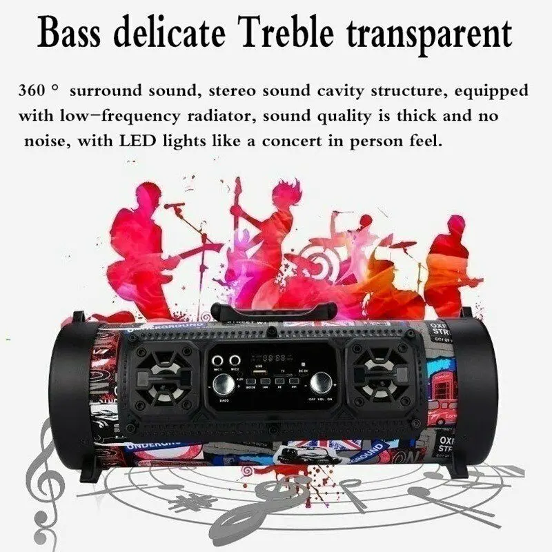 Portable Wireless Bluetooth Speaker Stereo Super Bass Hifi Aux Uxb Tf Fm Music