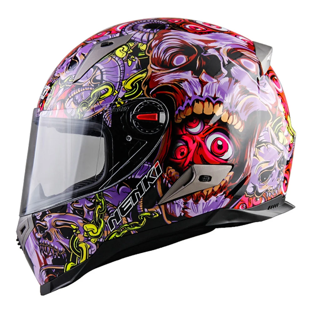 NENKI мотоциклетный шлем Casco Moto полный шлем гоночный уличный мотоциклетный шлем Casco Touring Chopper скутер крейсер шлем ECE - Цвет: Purple Skeleton