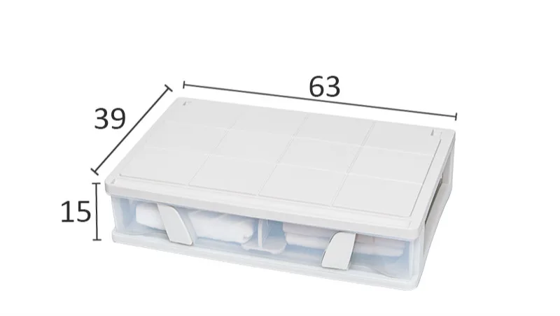 Кровать Нижняя коробка для хранения пластиковый плоский стёганый ящик тип ящик для хранения с шкивом кровать под одежду коробка для хранения WF806324 - Цвет: 1PCS