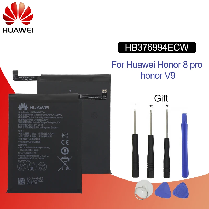 HUAWEI Оригинал Honor 8 Pro батарея HB376994ECW для Huawei V9 DUK AL20 TL30 запасная 4000 мАч|Аккумуляторы