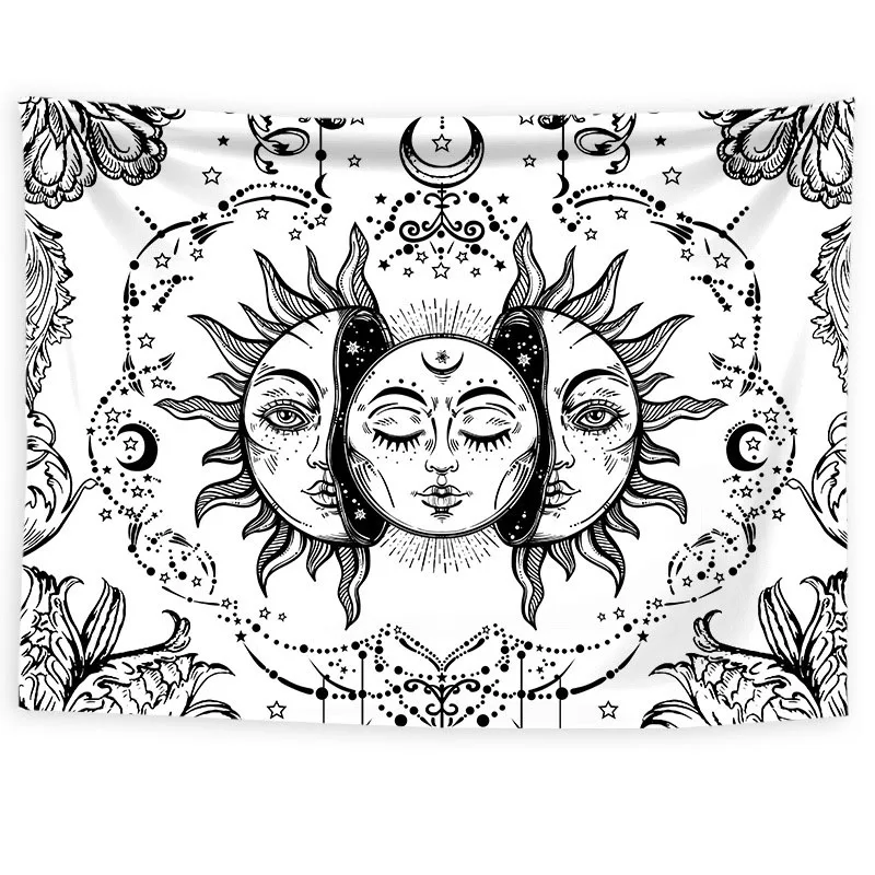 

Hot Sale Medium Style Black White Color Sun Moon Goddess Printed Tapestry Background Decorative Tapestry Mandala Ethnic Style