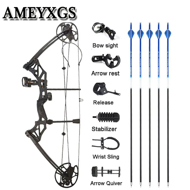 US $187.60 1 Set Archery 30-70 lbs Compound Bow IBO 320 fps Fishing Shooting Ourdoor Hunting Bow 16-31inch Dra