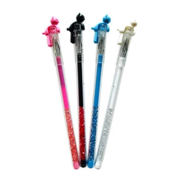 

2PCS /Lot Cute Colorful Crystal Diamond Cat Gel Pen Rollerball Writing Signing Pen School Office Supply Student Stationery