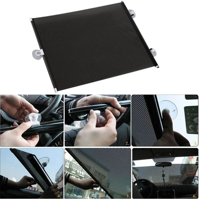 

Universal Window Sunshades PVC Windows Sun Shade Car Front Rear Side Retractable Anti UV Sun Visor Accessories Protection
