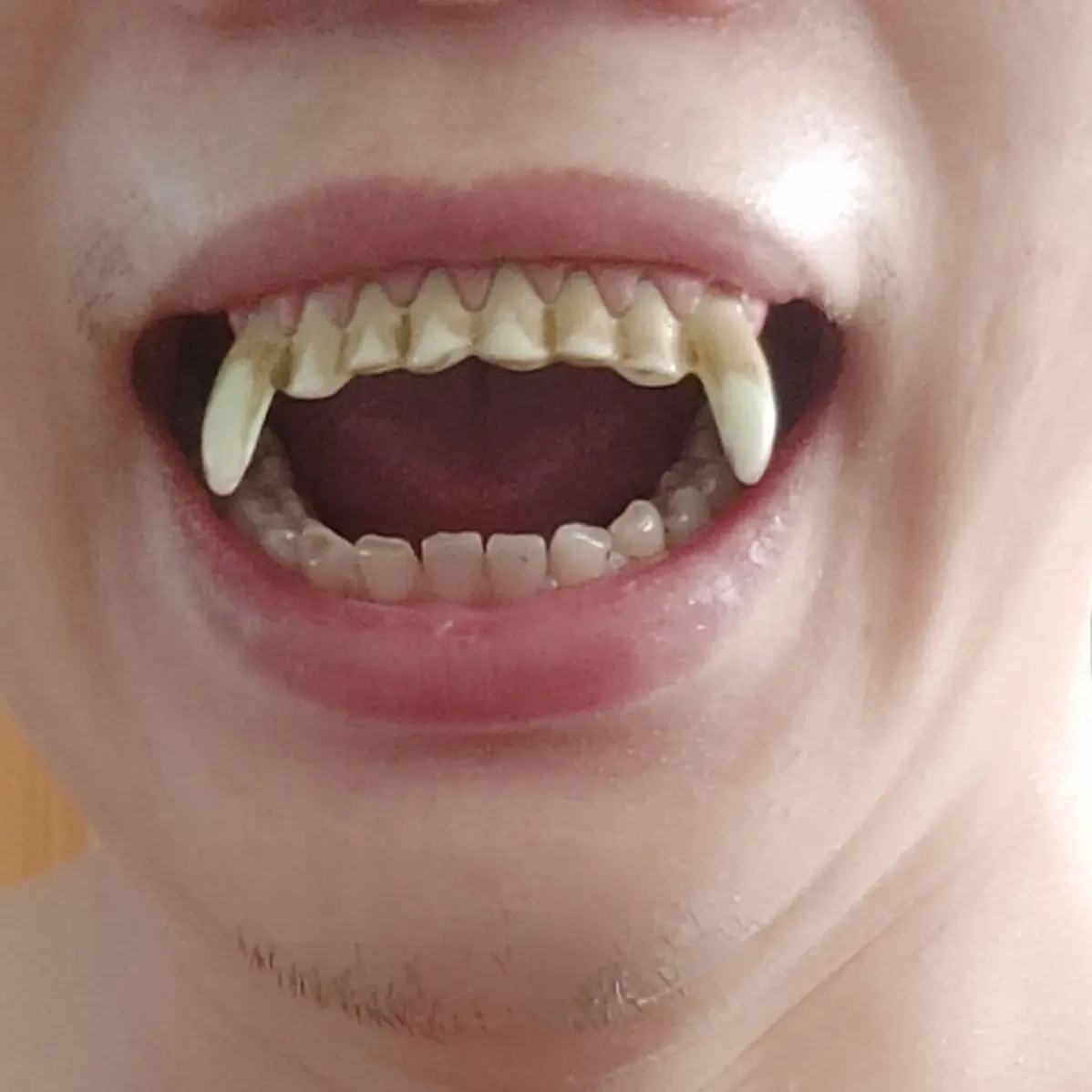 Costume adatto protesi Zombie fantasma vampiro denti pazzi zanne lupo mannaro Costume Cosplay denti finti per King Kong