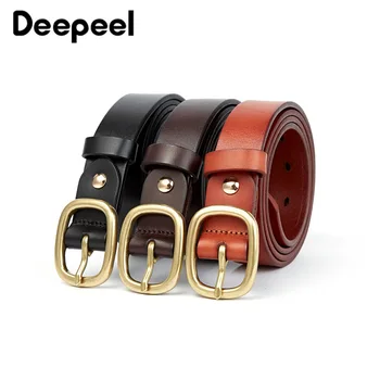 

Women Retro Waistband Genuine Cowskin Leather Metal Fashion Pin Buckle Decorative Female Jeans Belt