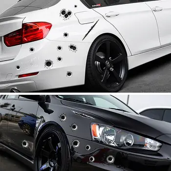 

Waterproof Car Stickers 3D Bullet Hole Funny Decal Car-Covers Motorcycle Scratch Realistic Bullet Hole Stickers Decorations