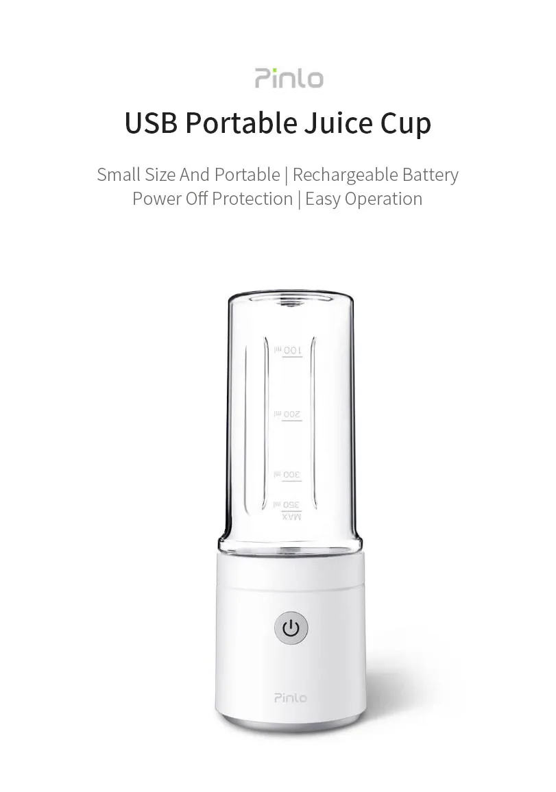 XIAOMI Pinlo PL-B007W2W Портативная USB электрическая соковыжималка 350 мл перезаряжаемый фруктовый Электрический миксер маленькая электрическая соковыжималка
