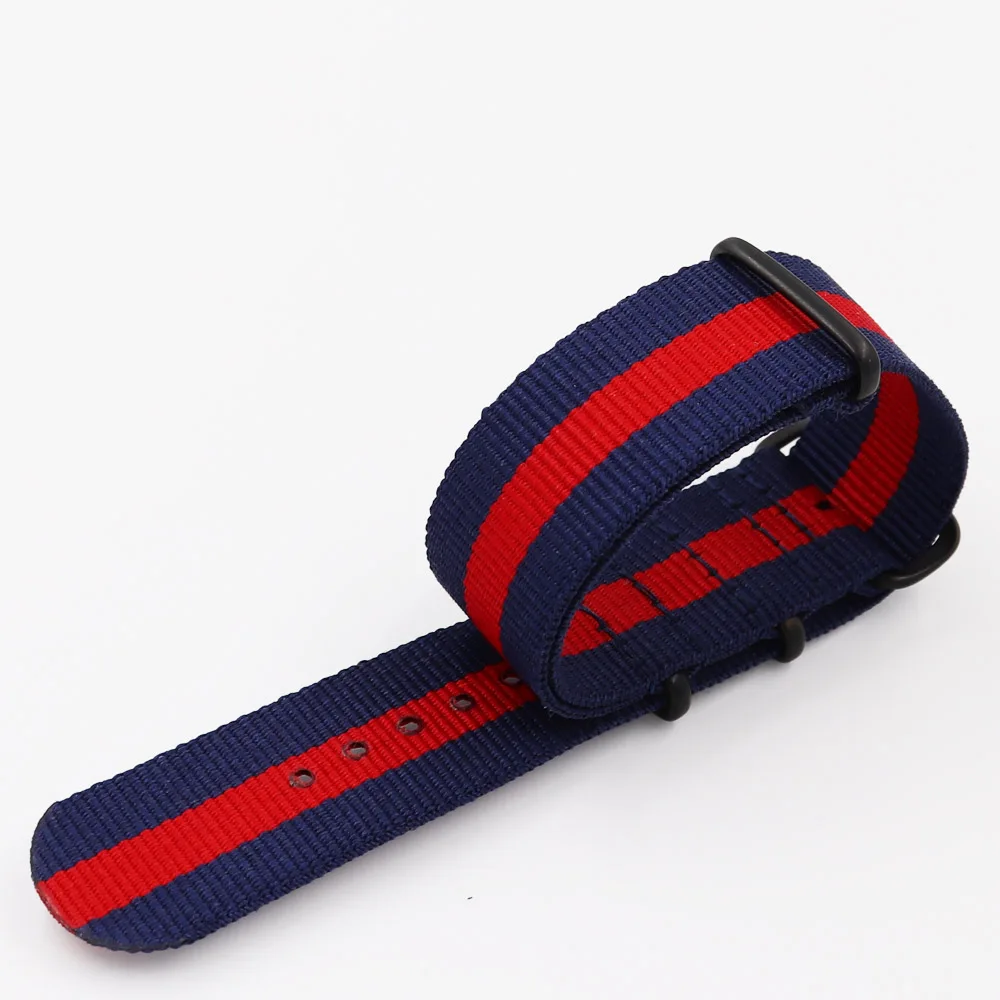 Ремень для часов NATO однотонный в полоску зеленый темно синий 18 мм 20 22 24 мм|Ремешки