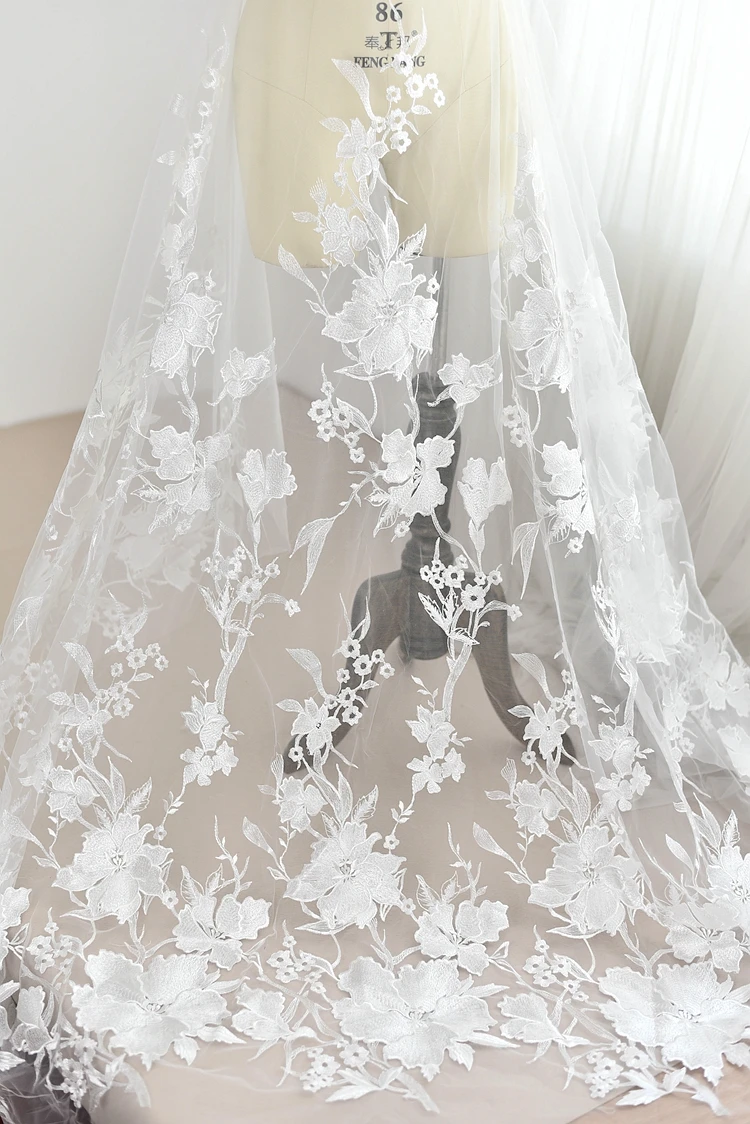 

lace fabric bridal dress lace big flower long flowers applique patch diy bridal dress fabric