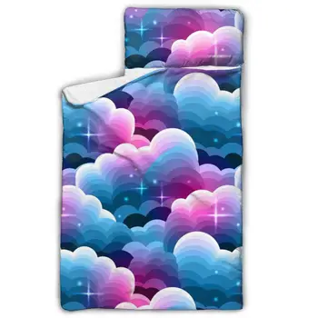 

Gradient Clouds With Stars Toddler Nap Mat Children's Sleeping Bag with Removable Pillow for Preschool Daycare and Sleepovers