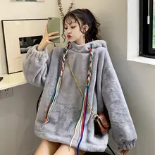 

Fashion Female Casual Oversize Tops 2021 Winter Autumn Hoodies Women Long Slevee Pullover Sweatshirt Soft Warm Kawaii Cute Pink