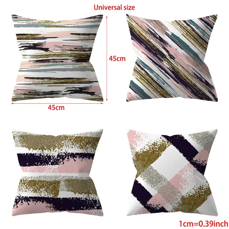 Linen Throw Pillows Cases for Couch Decorative Cushion Covers Set of 4 ，18 x 18 Inches D5BD