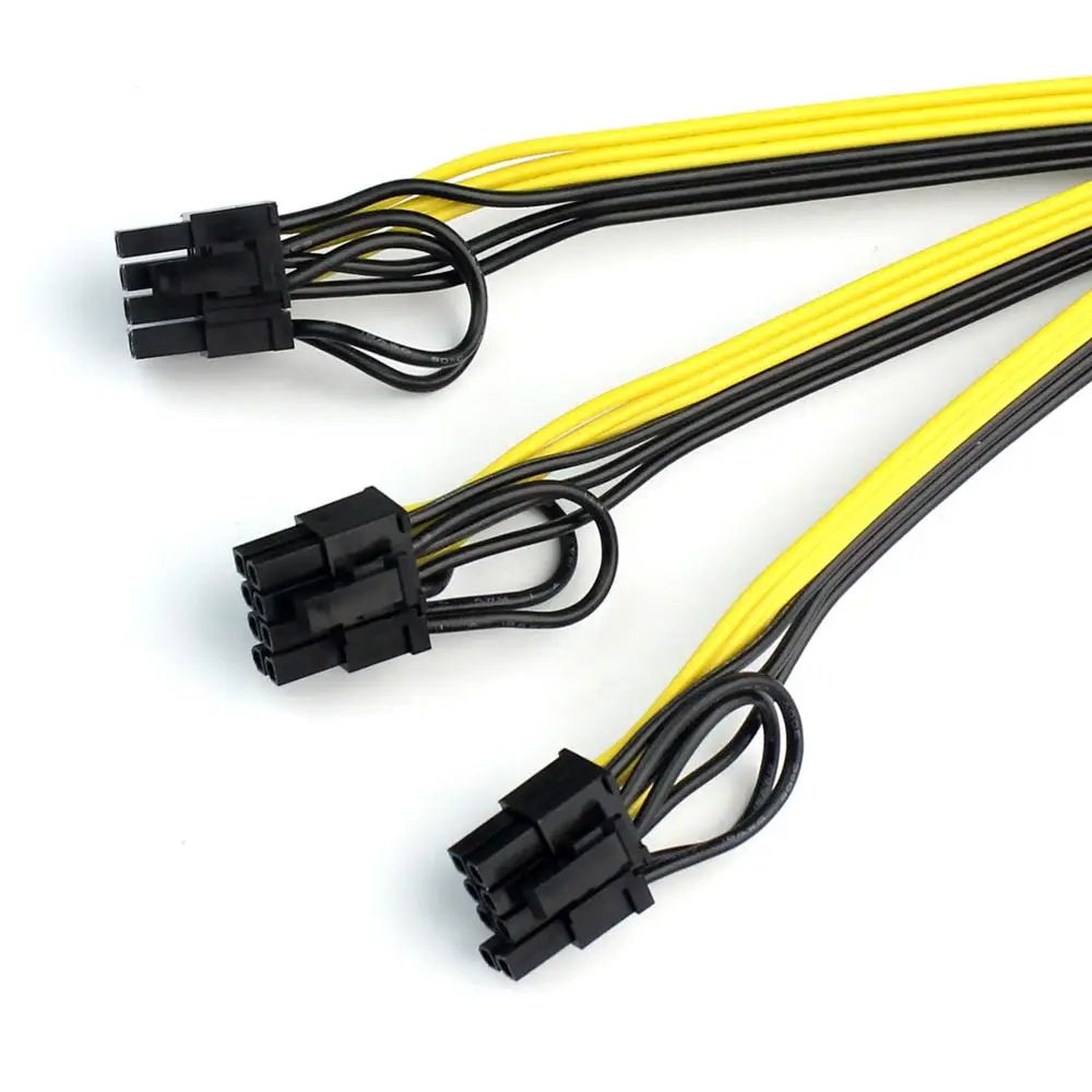 77cm Power Supply Cable 6+2 Pin Card Line 1 to 3 6pin + 2pin Adapter Cable 12AWG+18AWG Splitter Wire for Miner Mining BTC