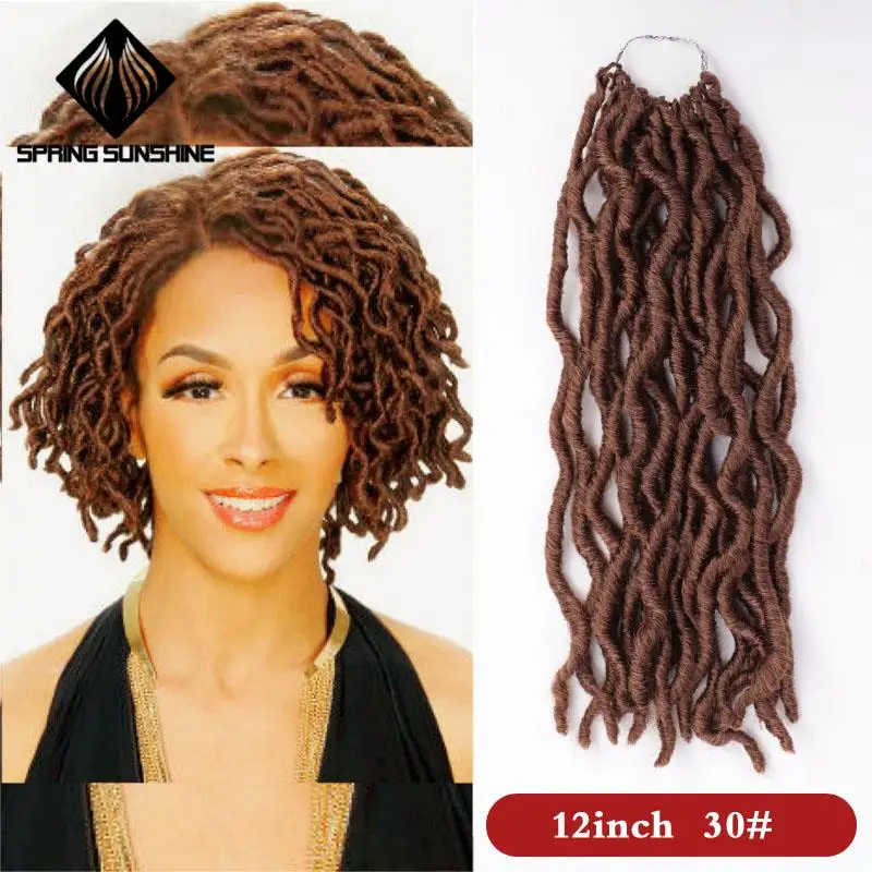 Весна Солнечный свет Синтетический Nu Locs 12 18 дюймов богиня Faux Locs Curly вязание крючком волосы Exntension для черных женщин косы волос плетение