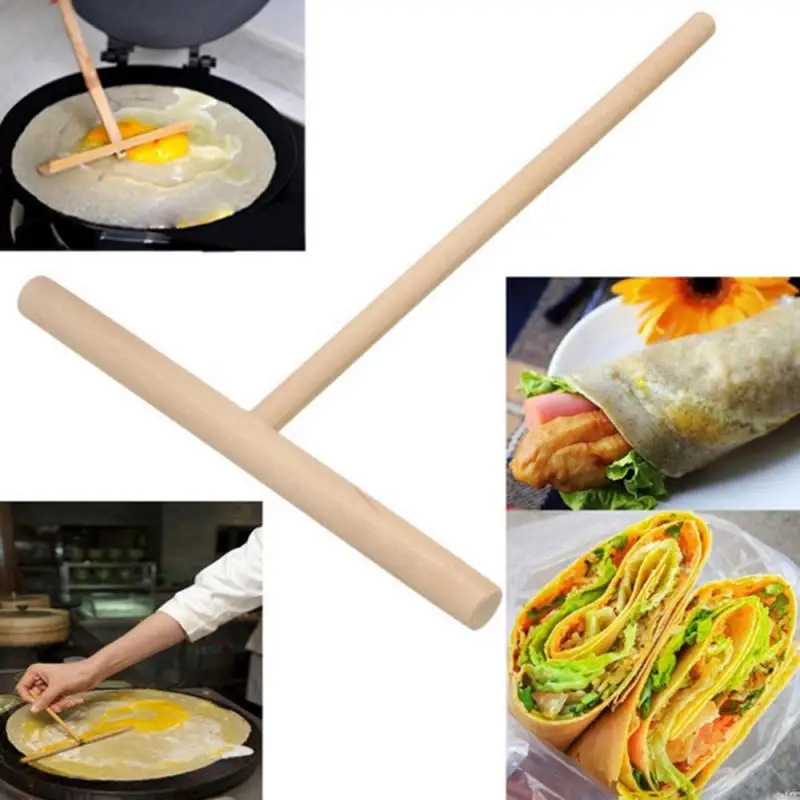 1Pc Egg Pie Crepe Maker Chinese Pancake Batter Wooden Spreader Stick Home Kitchen Cooking Tools DIY Restaurant Canteen Supplies | Дом и сад