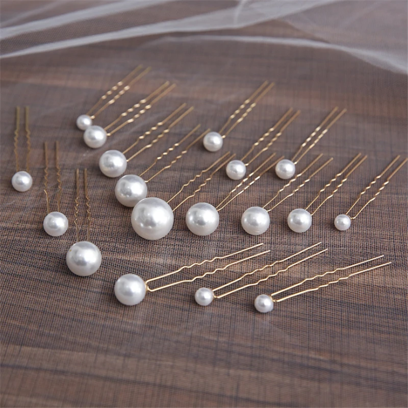 20pcs Women Flower Hairpin Stick Wedding Bridal Crystal Pearl