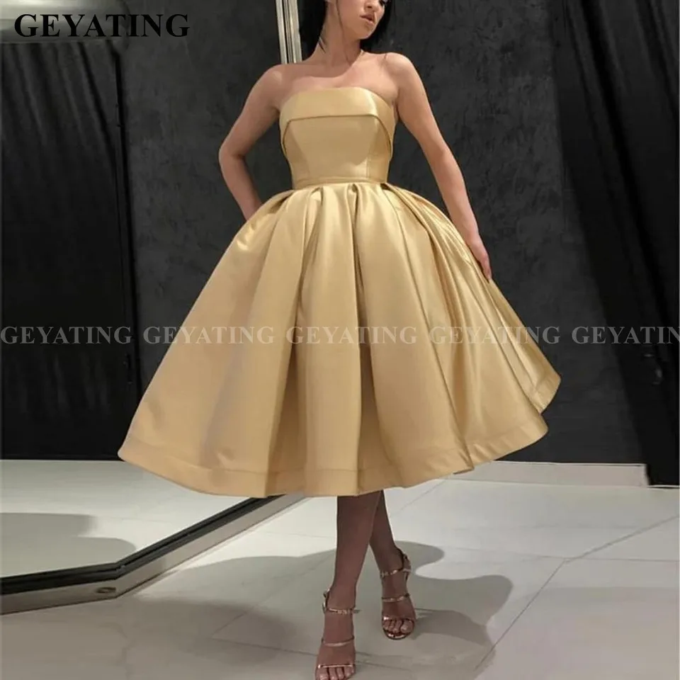 gold satin dress short