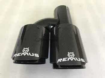 

REMUS left car modified carbon fiber tube stainless steel double carbon carexhaust pipe tail muffler Car h shape balck e90